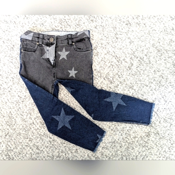 Stella McCartney Kids Skinny Star Jeans Grey Denim In Front/Blue Jean In Back - Picture 1 of 13